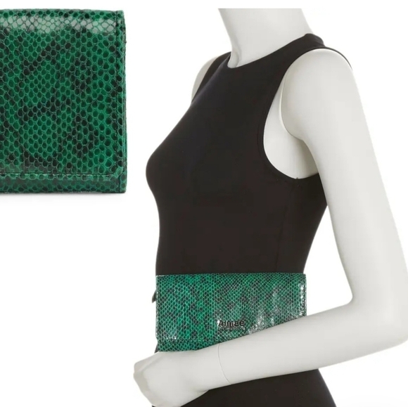 Aimee Kestenberg Handbags - AIMEE KESTENBERG FOLD OVER SLIM WALLET IN EMERALD SNAKE NWT